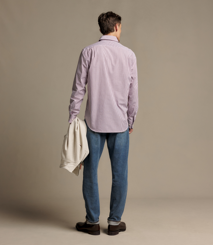R.M.Williams -  Sommers Poplin Stripe Shirt - Rust