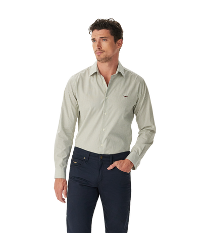 R.M.Williams - Sommers Poplin Shirt - Stripe - Green & White