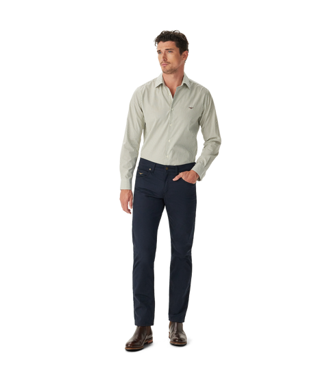 R.M.Williams - Sommers Poplin Shirt - Stripe - Green & White