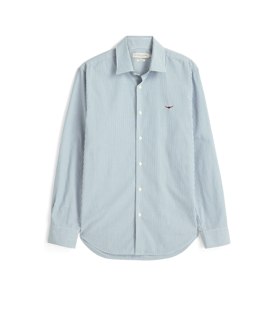 R.M.Williams -  Sommers Poplin Stripe Shirt - Pine