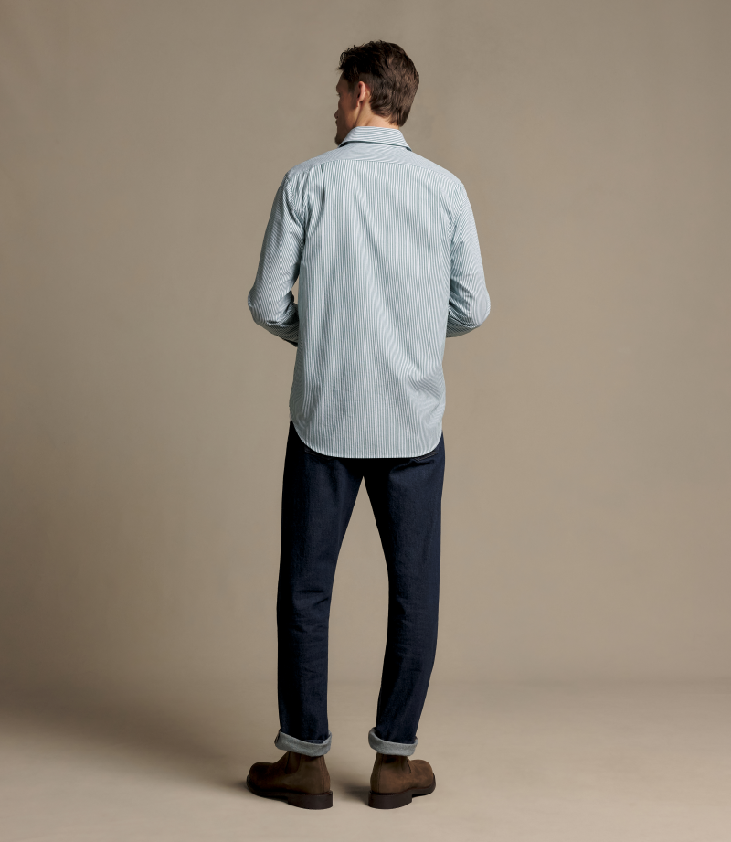 R.M.Williams -  Sommers Poplin Stripe Shirt - Pine