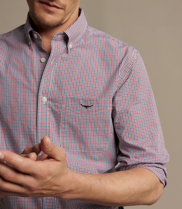 R.M.Williams - Whyalla Poplin Shirt - Check - Red/White/Navy