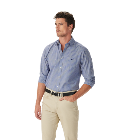 R.M.Williams - Ilford Poplin Shirt - Check - Blue & White