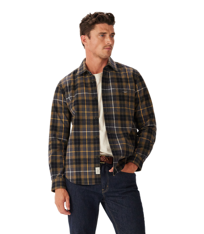 R.M.Williams - Field Flannel Check Overshirt - Khaki Navy