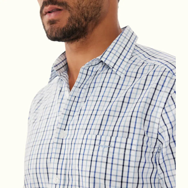RM Williams - Hervey Shirt - White, navy & Blue Check
