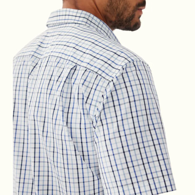 Hervey Shirt - Short Sleeve - Check - White, Navy & Blue