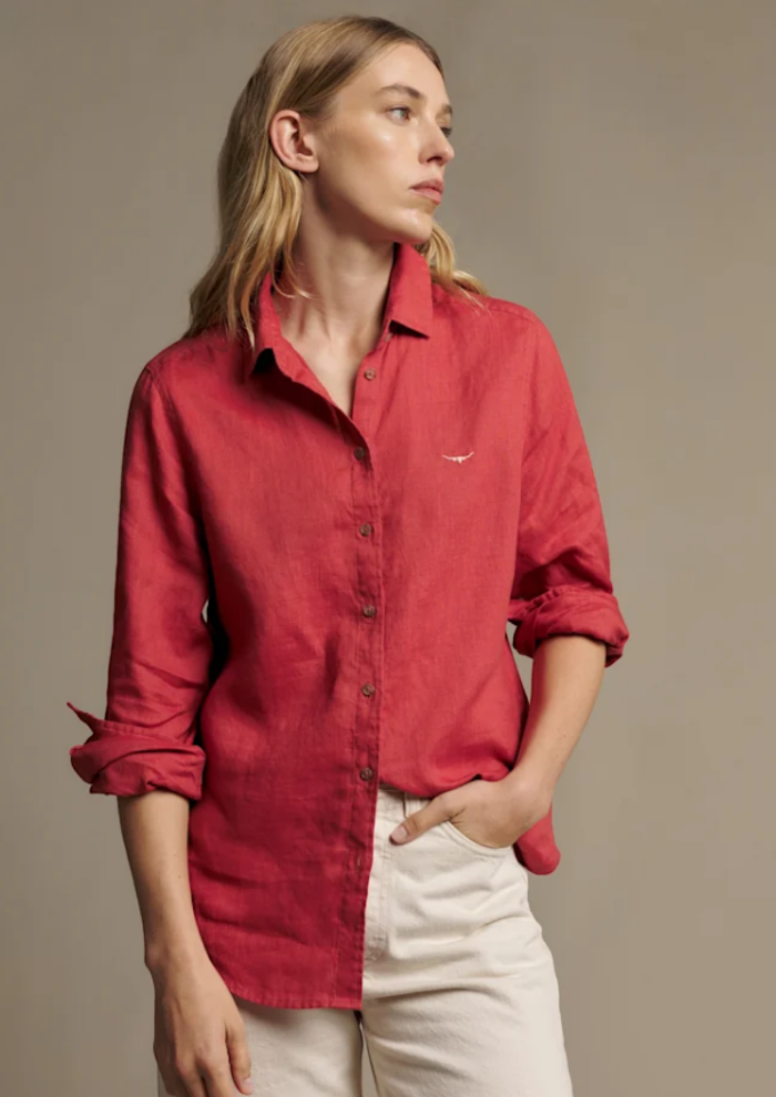 R.M.Williams - Onley Linen Shirt - Scarlet