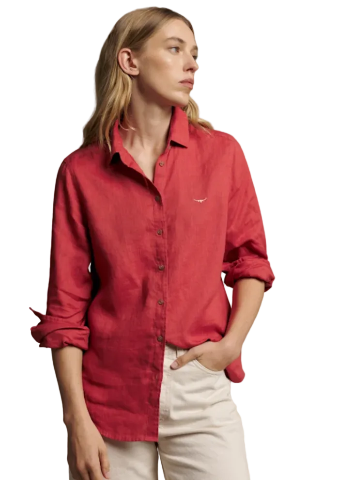 R.M.Williams - Onley Linen Shirt - Scarlet