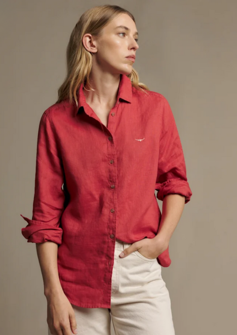 R.M.Williams - Onley Linen Shirt - Scarlet