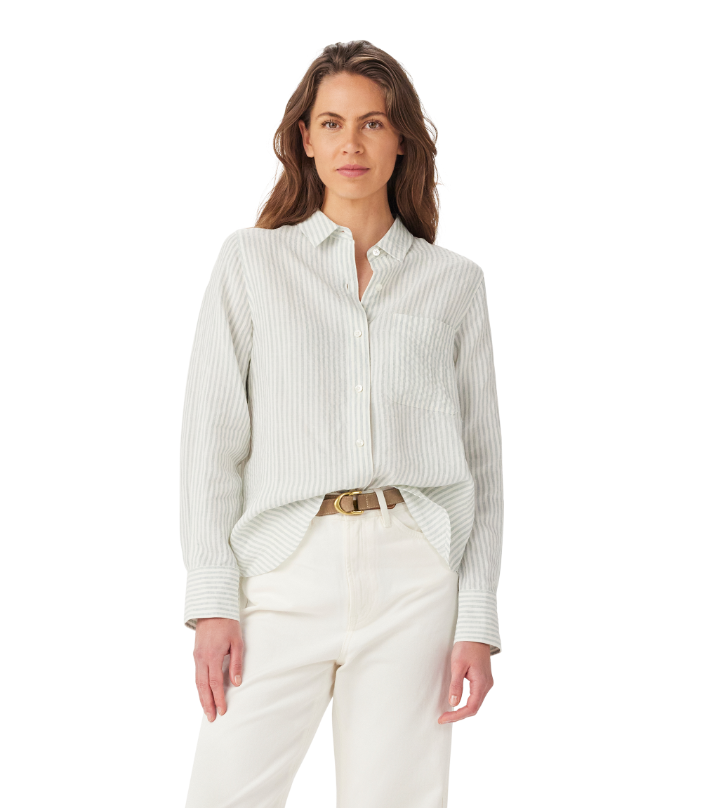 R.M.Williams - Crispin Linen Shirt - Stripe - Blue White