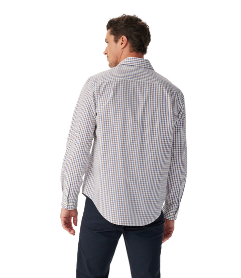 R.M.Williams - Newland Poplin Check Shirt - Burgundy/White/Blue