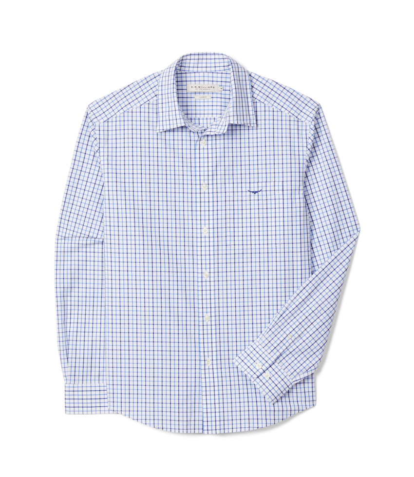 R.M.Williams - Newland Poplin Check Shirt - Navy