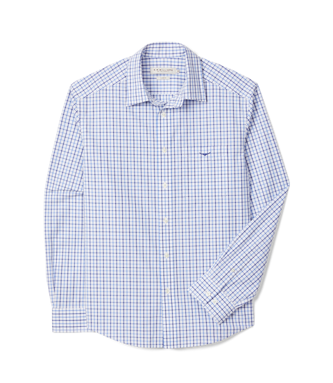 R.M.Williams - Newland Poplin Check Shirt - Navy