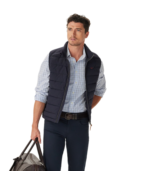 R.M.Williams - Newland Poplin Check Shirt - Navy