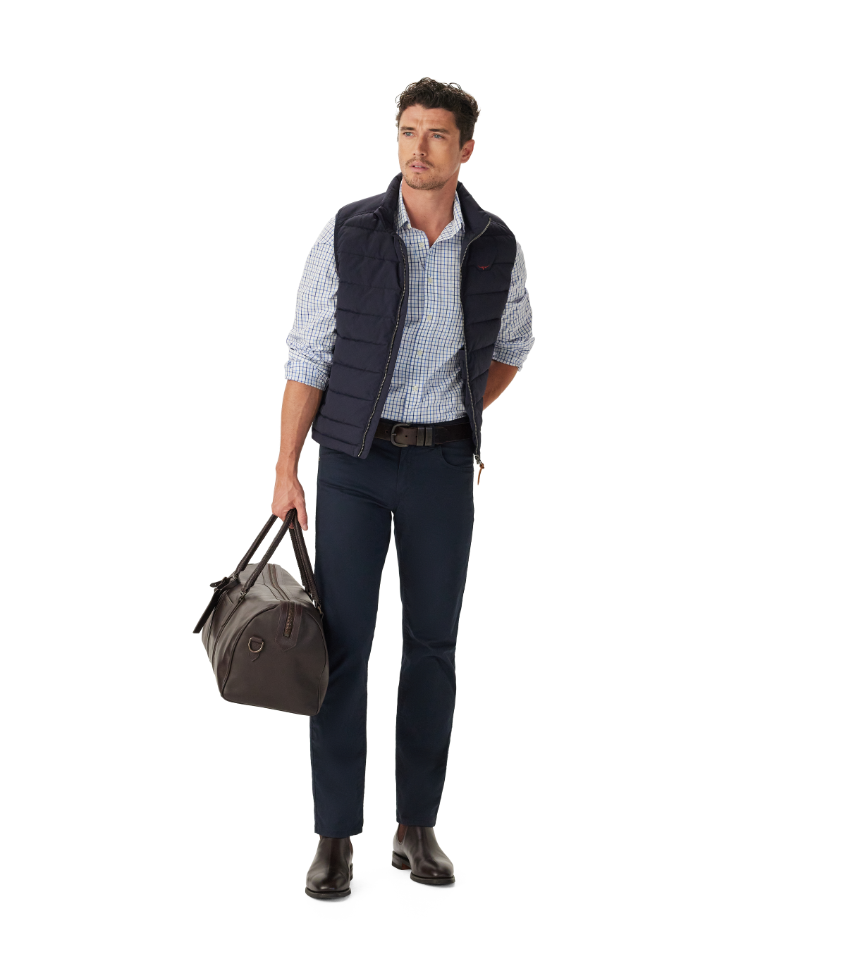 R.M.Williams - Newland Poplin Check Shirt - Navy