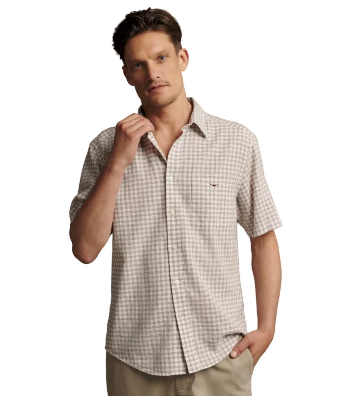 R.M.Williams -  SS Johnson Check Shirt - Tan