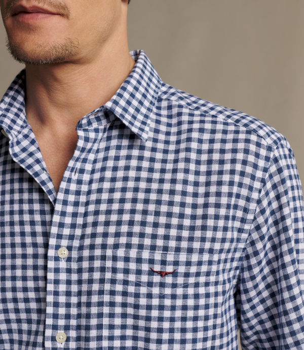 SHF11CL4501 - R.M.Williams -  Johnson Short Sleeve Check Shirt - Navy