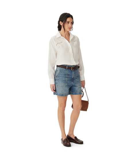 R.M.Williams - Broderie Anglaise Linen Shirt - White