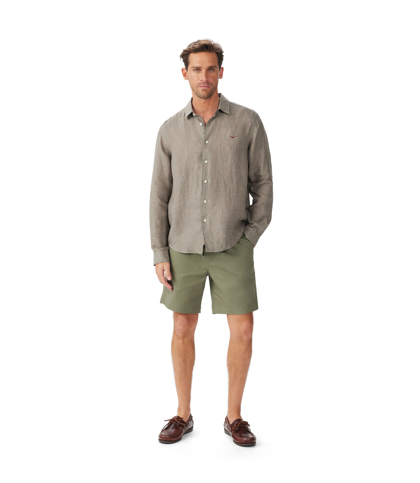R.M.Williams - Newman Classic Linen Shirt - Dark olive