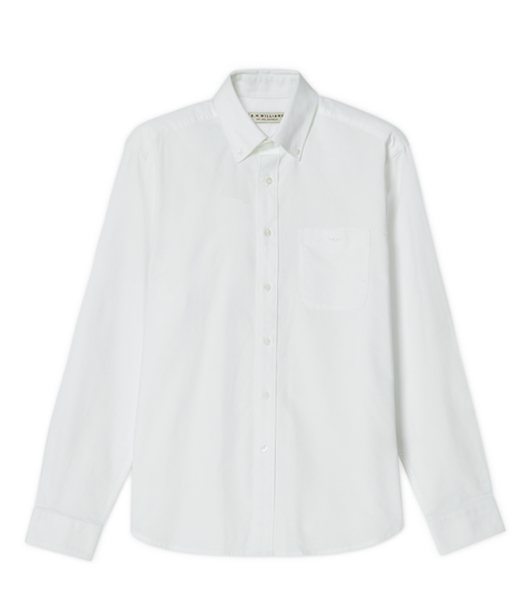 R.M.Williams - Collins Shirt - Oxford - White, classic-fit white shirt with button-down collar and chest pocket.