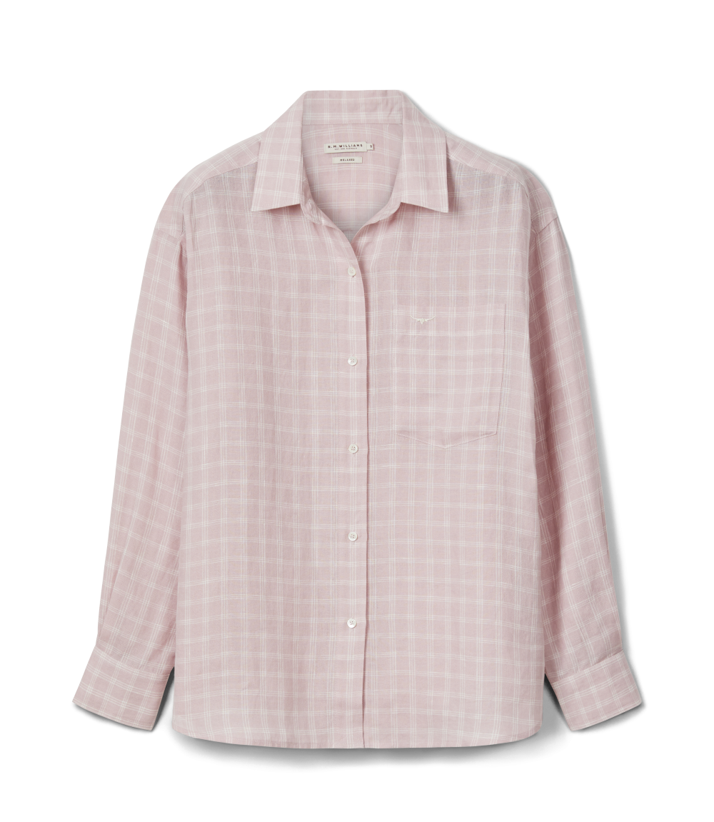 R.M.Williams - Hopeland Linen Shirt - Check - Ice Pink