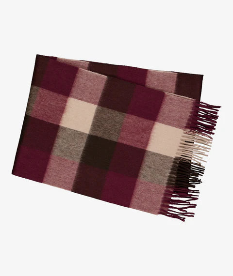 Swanndri - Unisex Wool Scarfie - Florence Check (Burgundy/Tan)