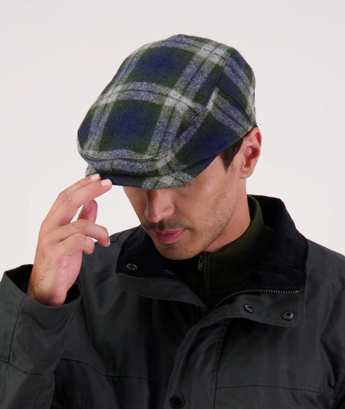 Swanndri - Unisex Bristol Flat Cap - Thornton Check (Blue/Green)