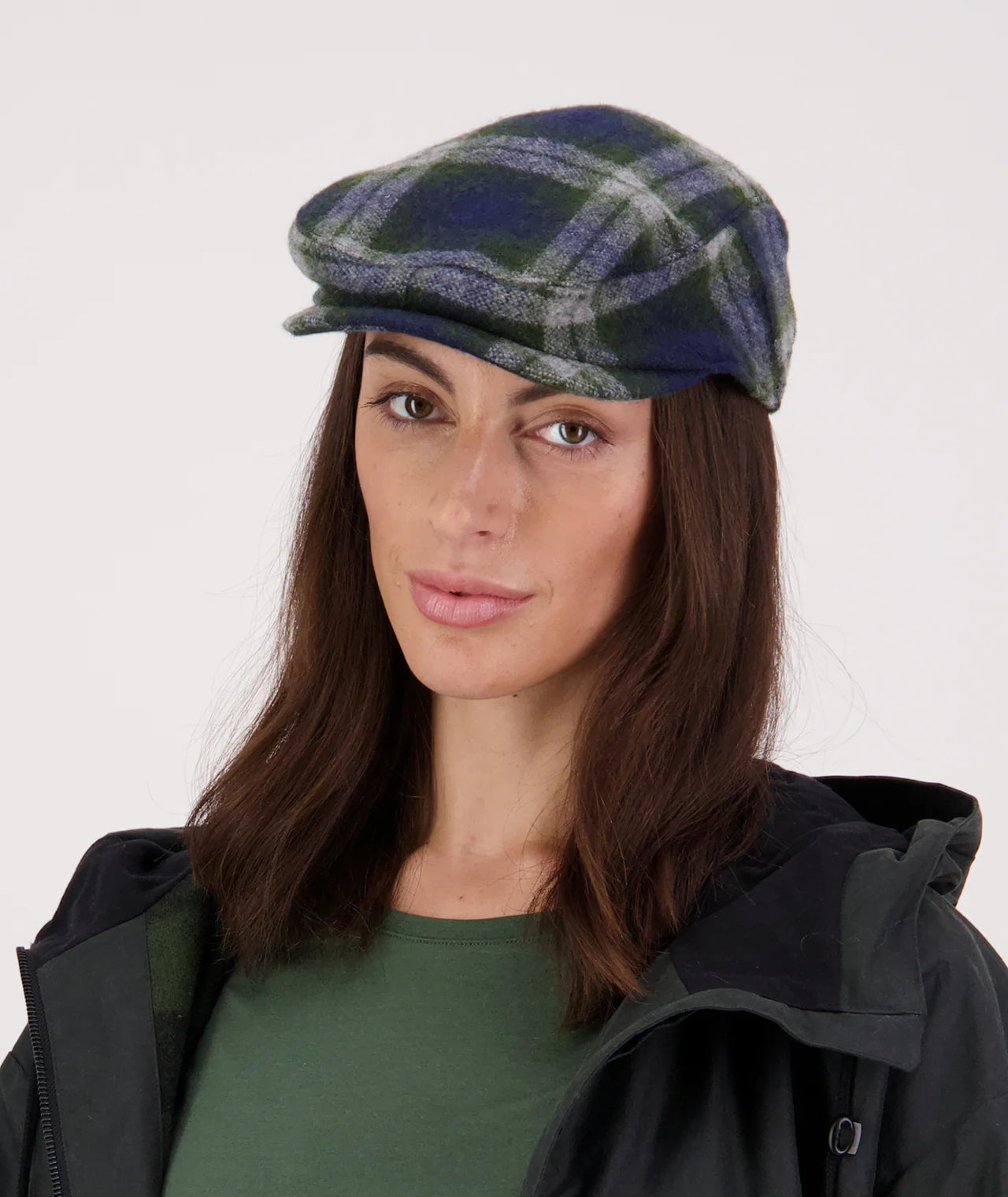 Swanndri - Unisex Bristol Flat Cap - Thornton Check (Blue/Green)