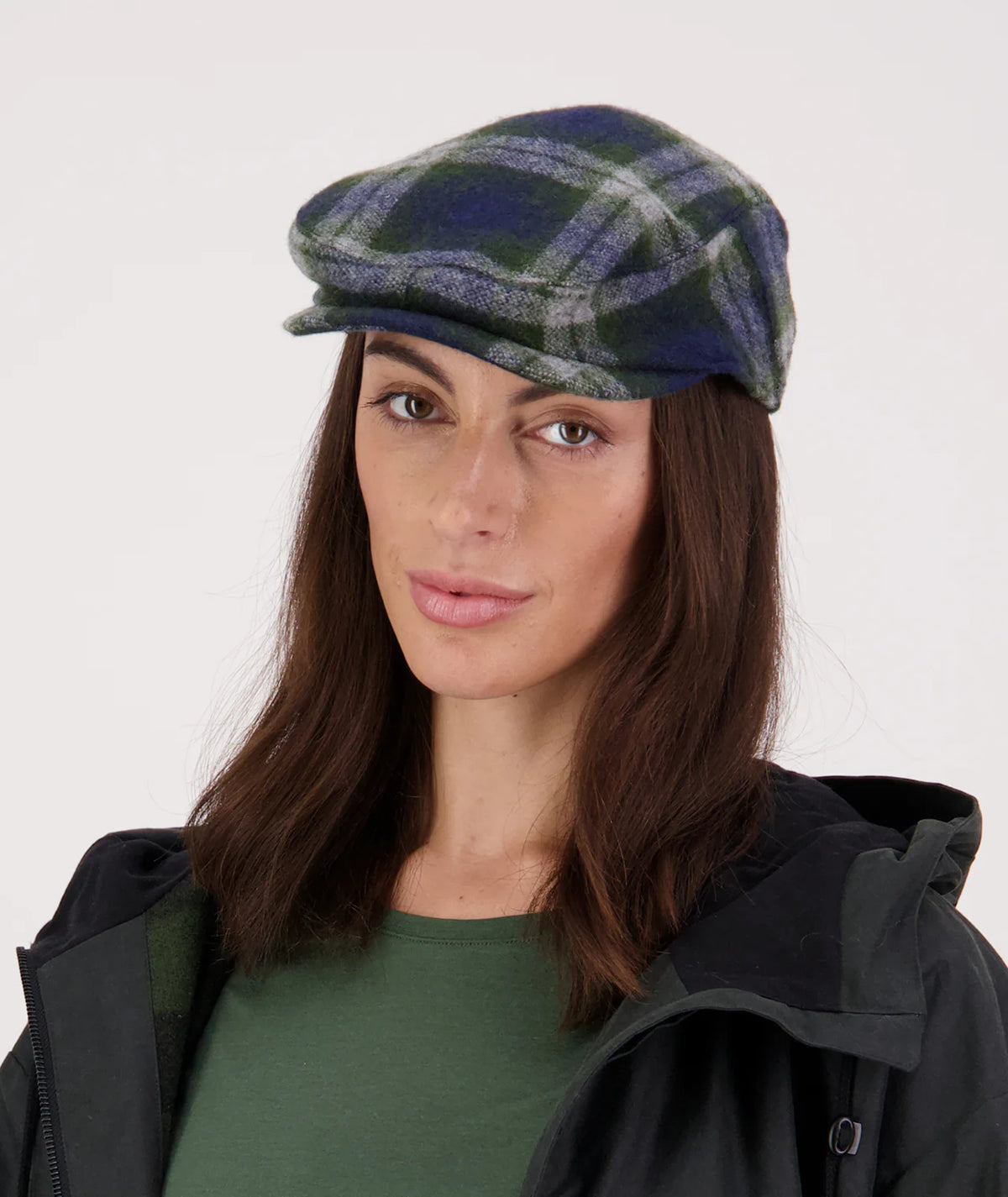 Swanndri - Unisex Bristol Flat Cap - Thornton Check (Blue/Green)