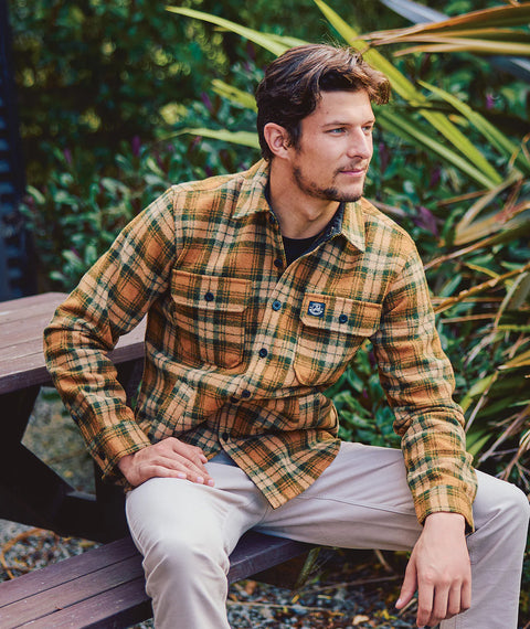 Swanndri - Kiaraki V4 Wool Shacket - Arizona Check - Tan