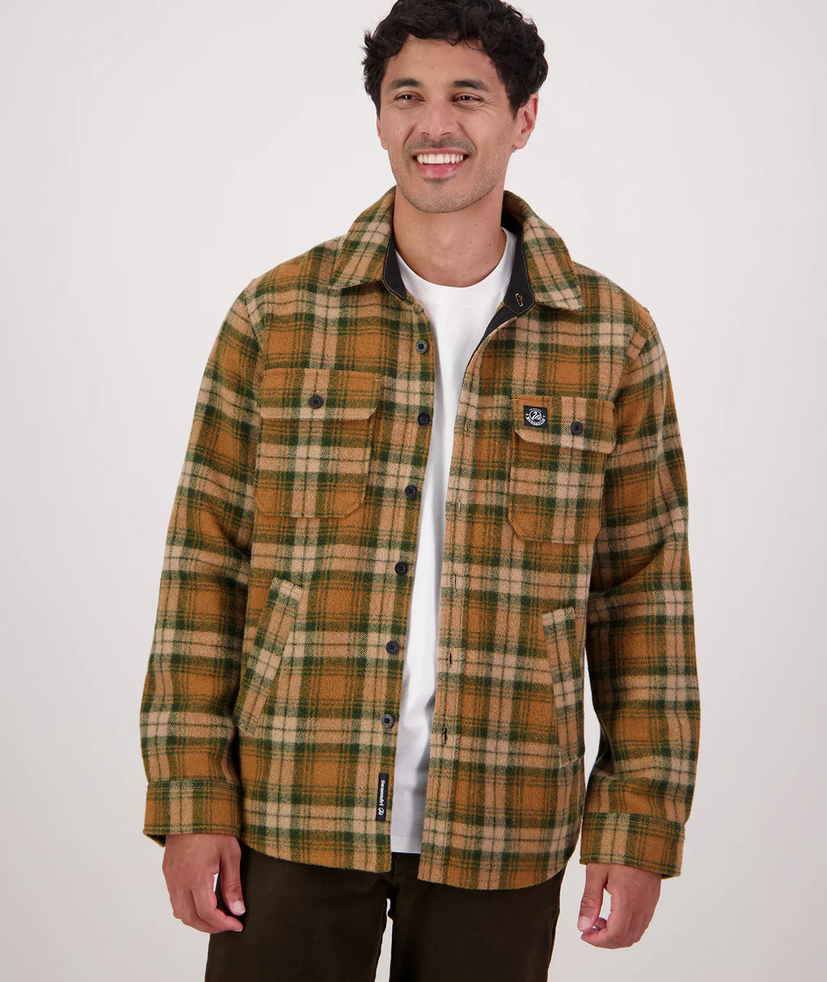 Swanndri - Kiaraki V4 Wool Shacket - Arizona Check - Tan