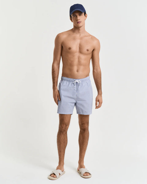 GANT - Seersucker Swim Shorts - Stripe - Rich Blue & White