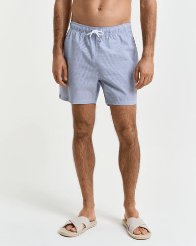 GANT - Seersucker Swim Shorts - Stripe - Rich Blue & White