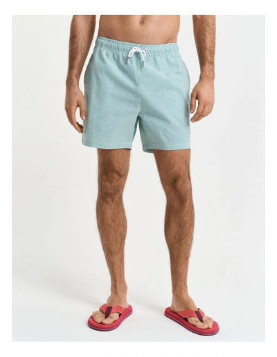 GANT - Seersucker Swim Shorts - Stripe - Vivid Green & White