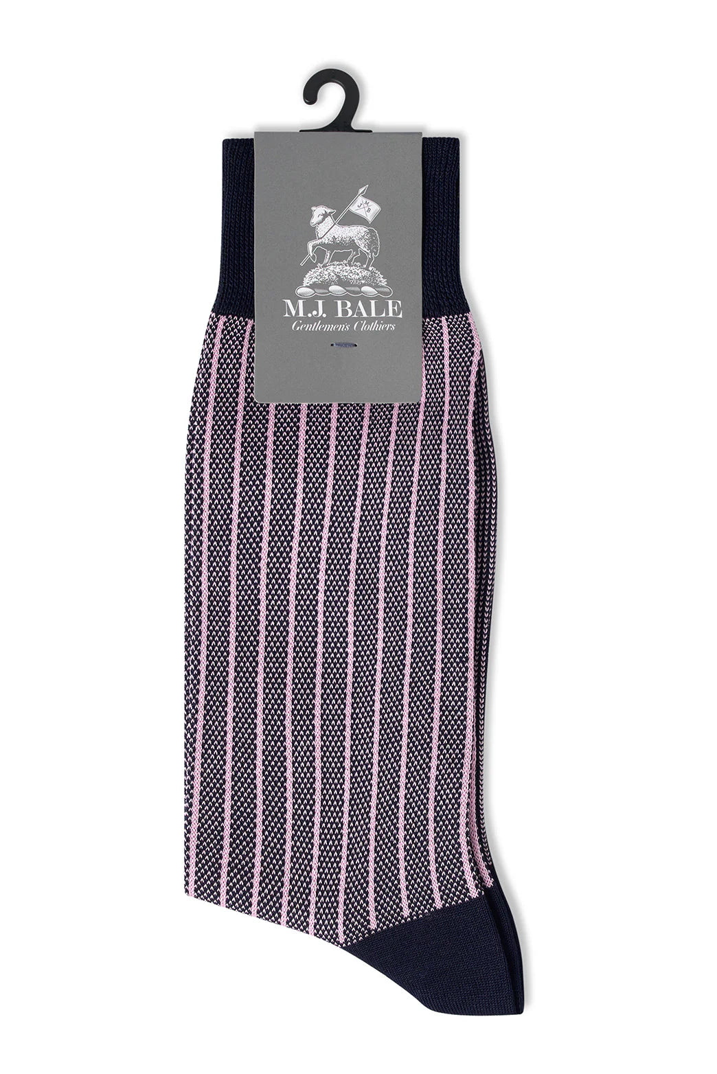 M.J. Bale - Senatore Sock - Navy featuring refined stripes for comfort and style, ideal for formal attire.