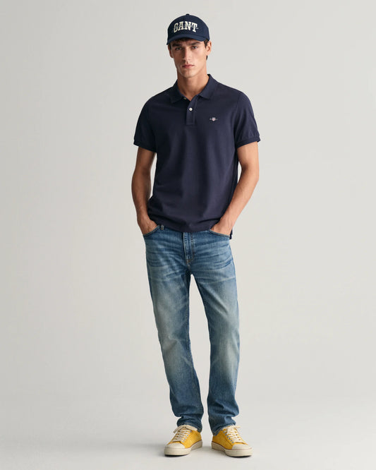 Gant - Regular Fit Shield Pique Polo - Evening Blue