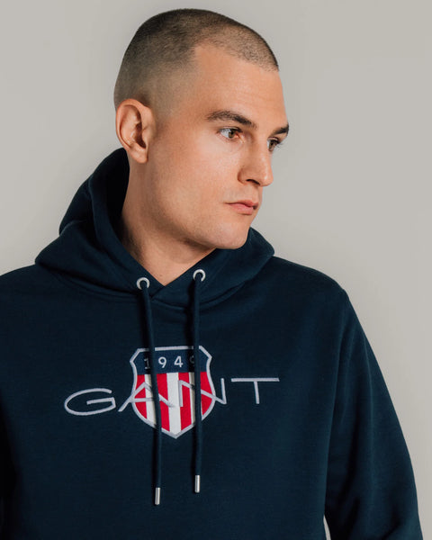 GANT - Shield Hoodie - Evening Blue