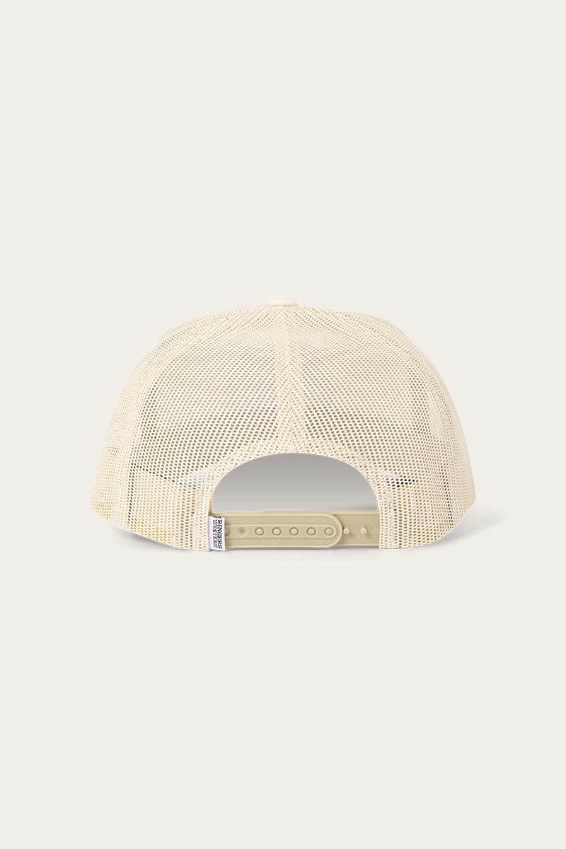 Ringers Western - Signature Bull Trucker Cap - Beige & Clay back view showing mesh design and snapback closure