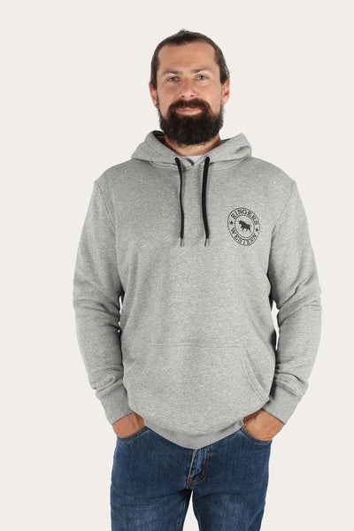 Ringers Western - Signature Bull Mens Hoodie - Grey Marle & Black