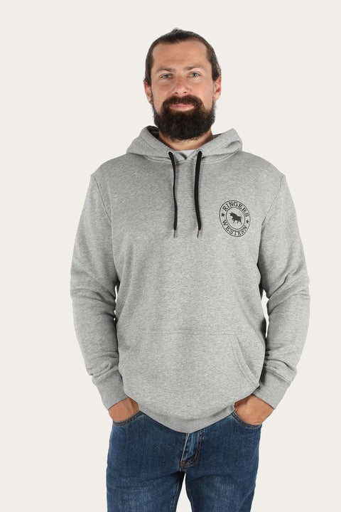 Ringers Western - Signature Bull Mens Hoodie - Grey Marle & Black