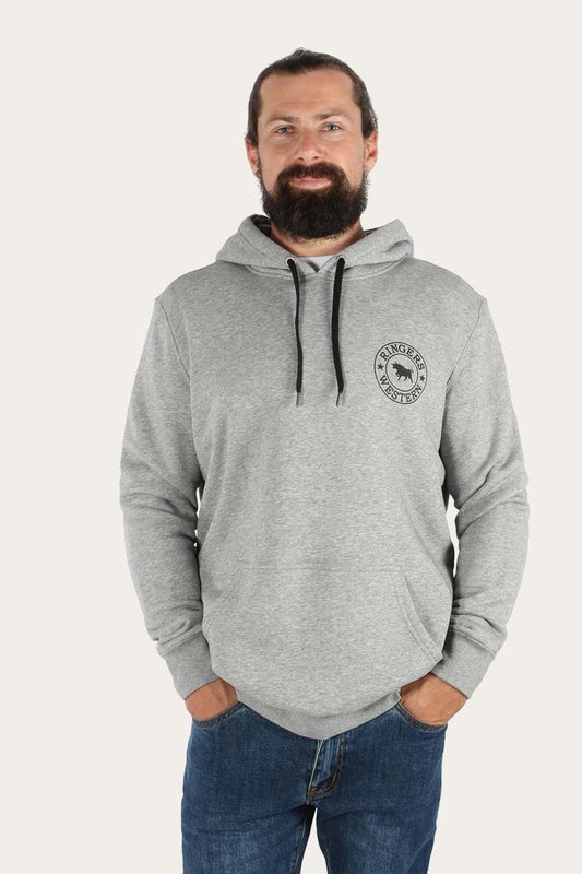 Ringers Western - Signature Bull Mens Hoodie - Grey Marle & Black
