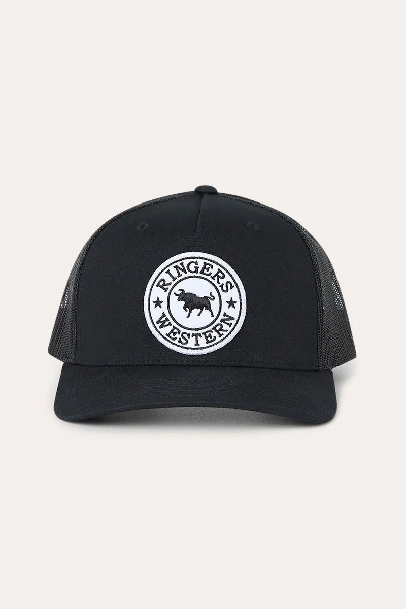 Ringers Western - Signature Bull Trucker Cap - Black & White