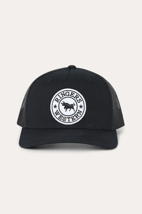 Ringers Western - Signature Bull Trucker Cap - Black & White