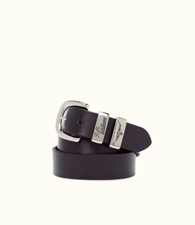 R.M.Williams - Slim Drover Belt - High Polish Nickel Buckle - Black