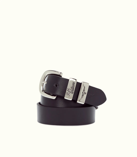 R.M.Williams - Slim Drover Belt - High Polish Nickel Buckle - Black