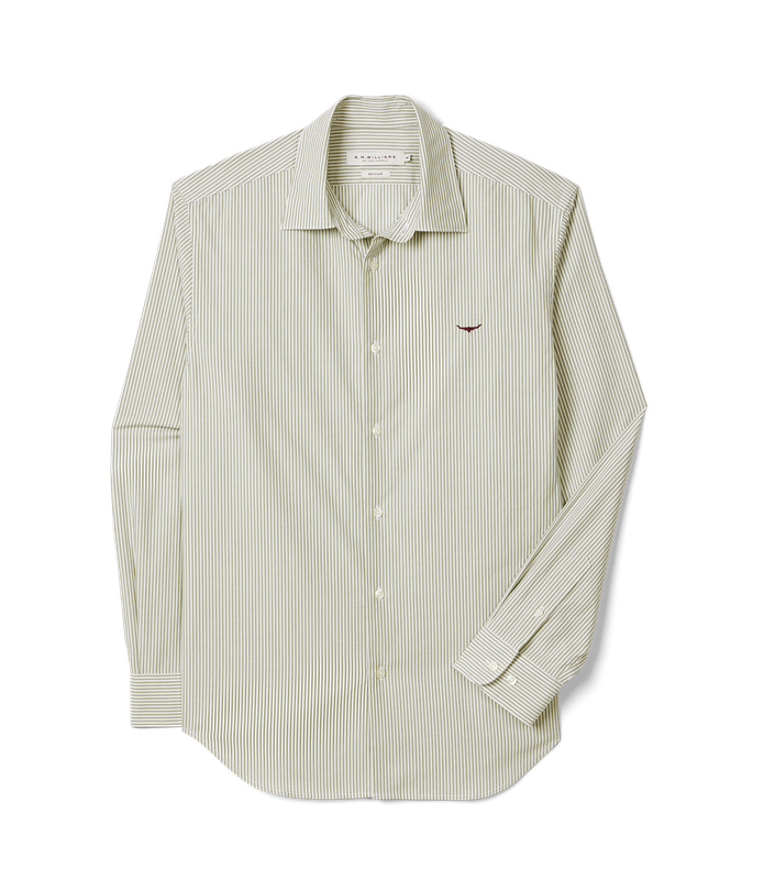 R.M.Williams - Sommers Poplin Shirt - Stripe - Green & White