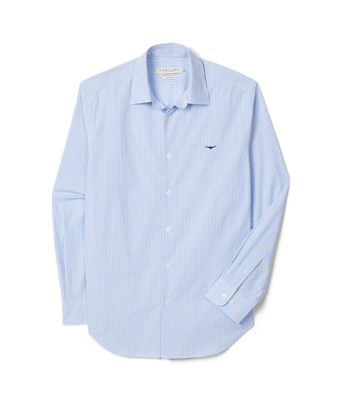 R.M.Williams - Sommers Poplin Shirt - Stripe - Blue & White