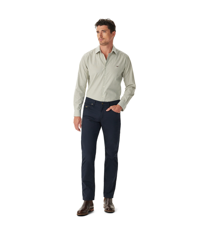R.M.Williams - Sommers Poplin Shirt - Stripe - Green & White