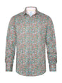 A Fish Named Fred - Star Tile Shirt - Green, featuring a vibrant star tile pattern in green and pink tones.