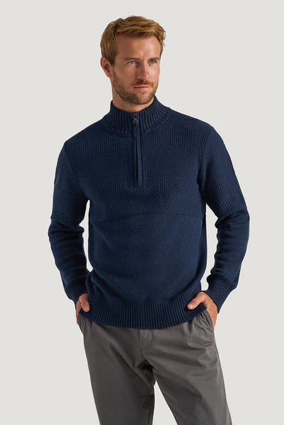 M.J. Bale - Strathy Gansy Half Zip Jumper - Indigo